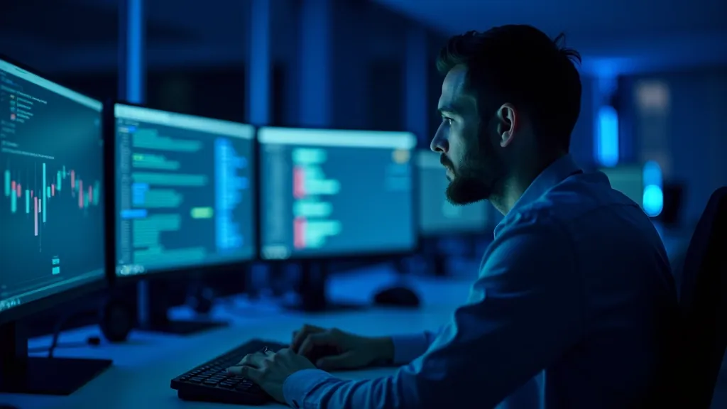 IT bezpečnostní expert analyzující bezpečnostní hrozby na počítači